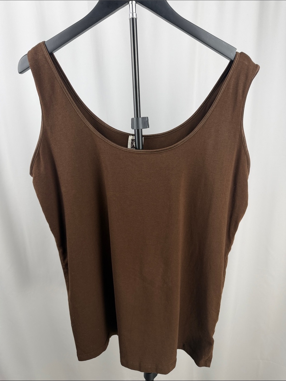 Anne Klein 1X Chocolate Brown Stretch Scoop Neck Tank Top